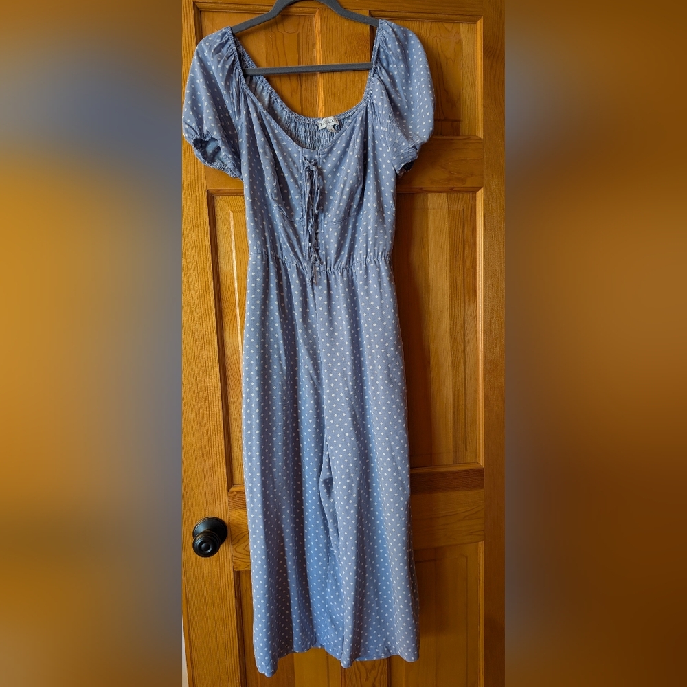 Luxology Blue Polka Dot Jumpsuit M